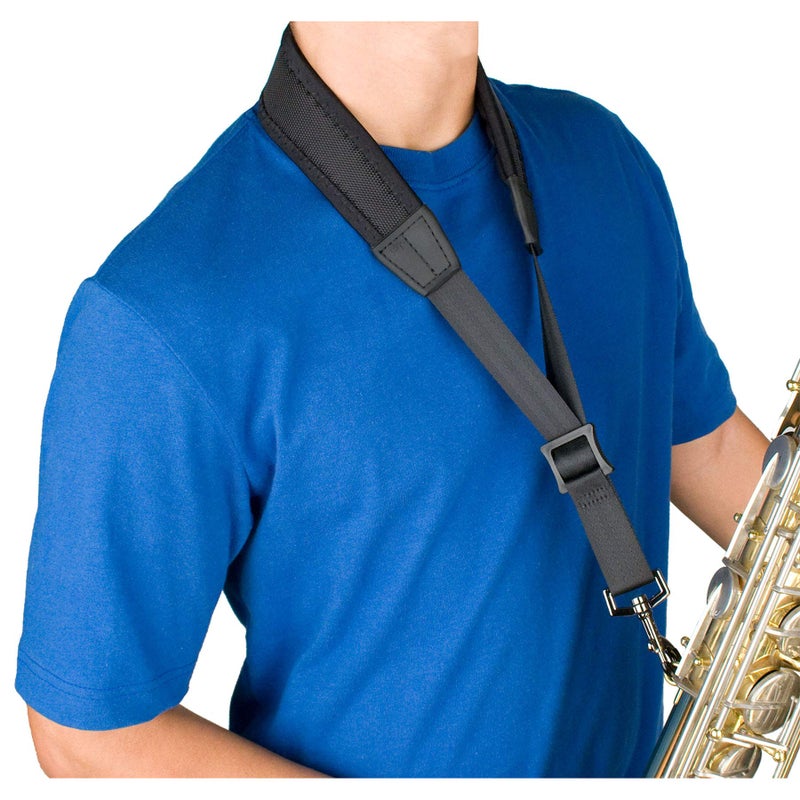 Pro-Tec Protec NLS305M 24-Inch Ballistic Neoprene Less-Stress Saxophone Neck Strap with Coated Metal Hook,Black - Image 1